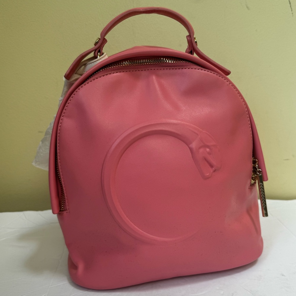 Roberto Cavalli Class NEW Snake Logo Pink Leather Backpack Shoulder Bag Chain - Picture 2 of 16
